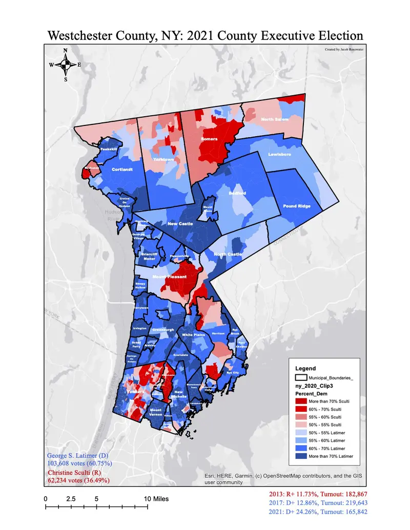 Map: 2021 Westchester County Executive Results Map