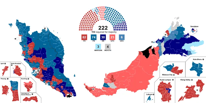 Map: 2022 Malaysian General Election Results Map