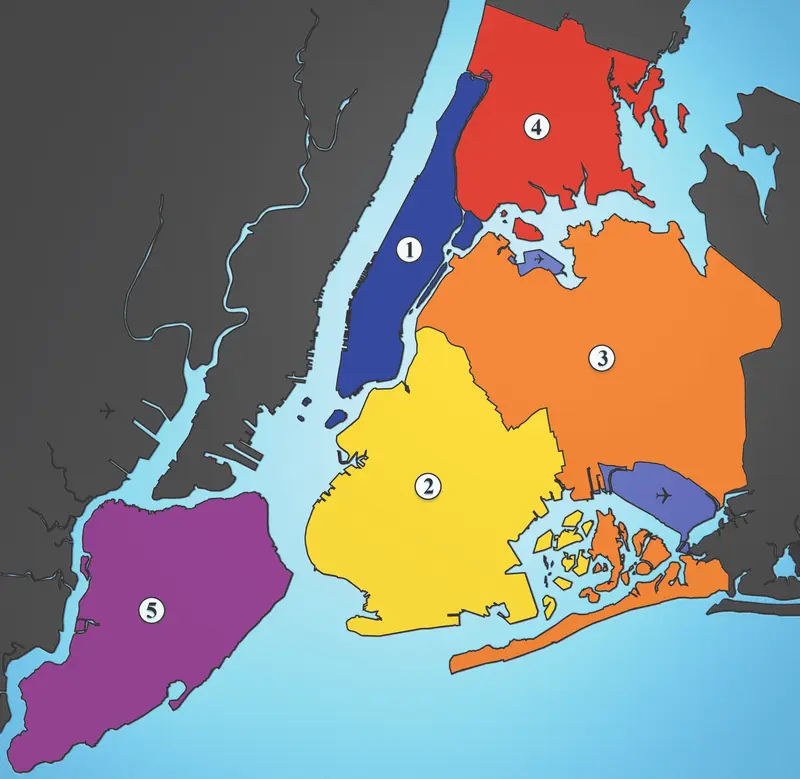 Map: 5 Boroughs Labels New York City Map Julius Schorzman