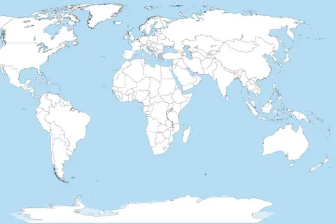 Map: A Large Blank World Map with Oceans Marked in Blue