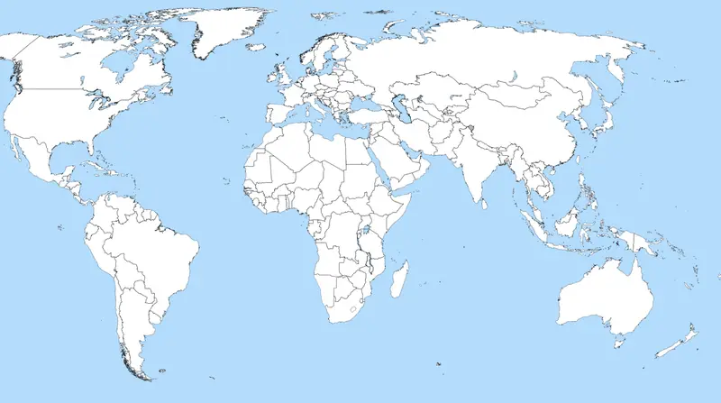 Map: A Large Blank World Map with Oceans Marked in Blue