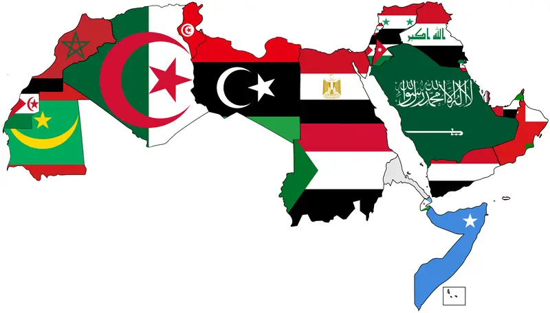 Map: A Map of the Arab World with Flags