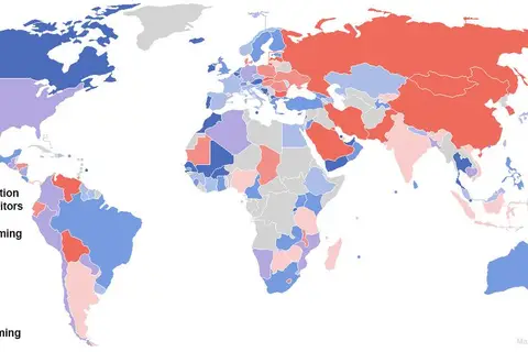 Map: A map of the most to least welcoming countries of the world.