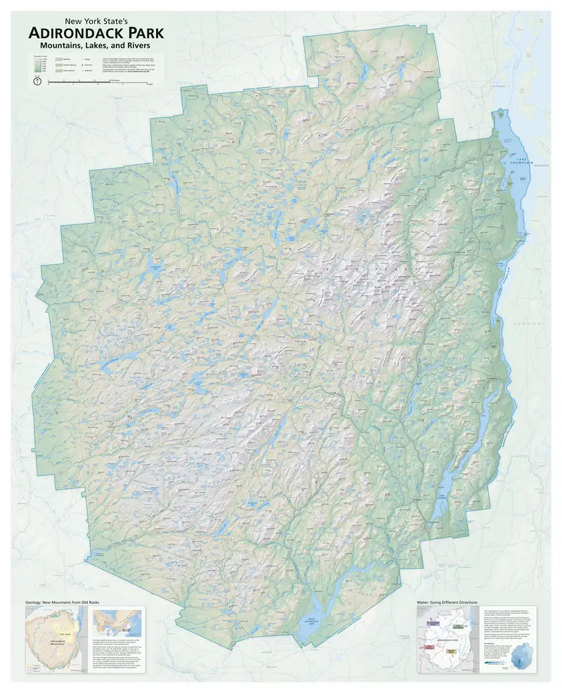 Map: Adirondack Map Mountains Lakes and Rivers