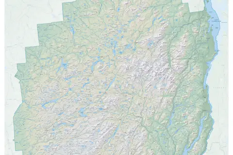 Map: Adirondack Map Mountains Lakes and Rivers