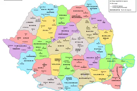 Map: Administrative Map of Romania 19501952