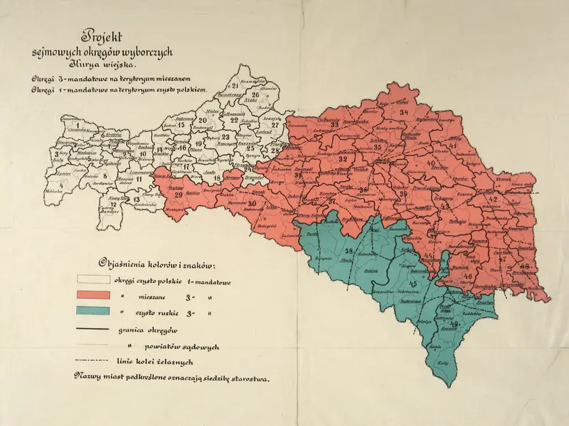 Map: Agad Mapa Galicji Projekt Sejmowych Okrgw Wyborczych Kurya Wiejska