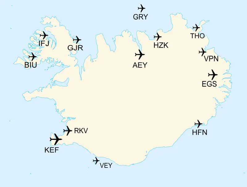 Map: Airport Map of Iceland