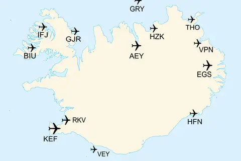 Map: Airport Map of Iceland