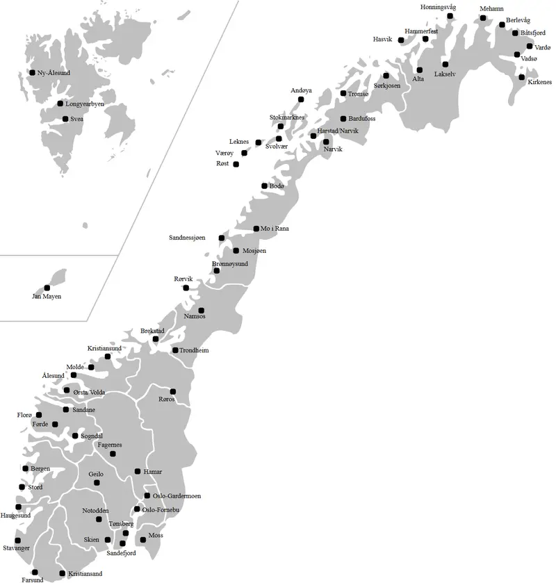 Map: Airports in Norway Map