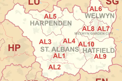 Map: Al Postcode Area Map