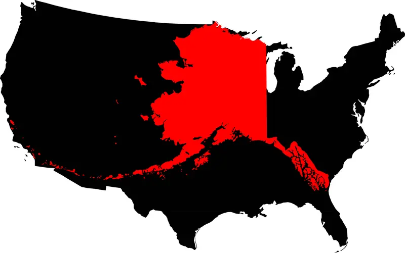 Map: Alaska Compared to the United States Map