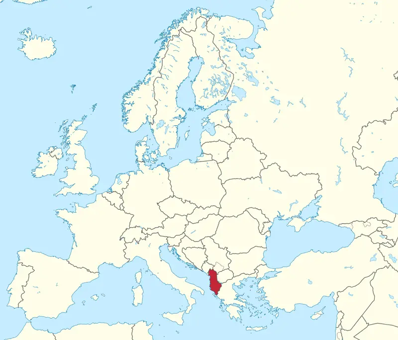 Map: Albania in Europe Rivers Mini Map