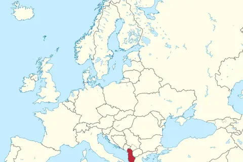 Map: Albania in Europe Rivers Mini Map