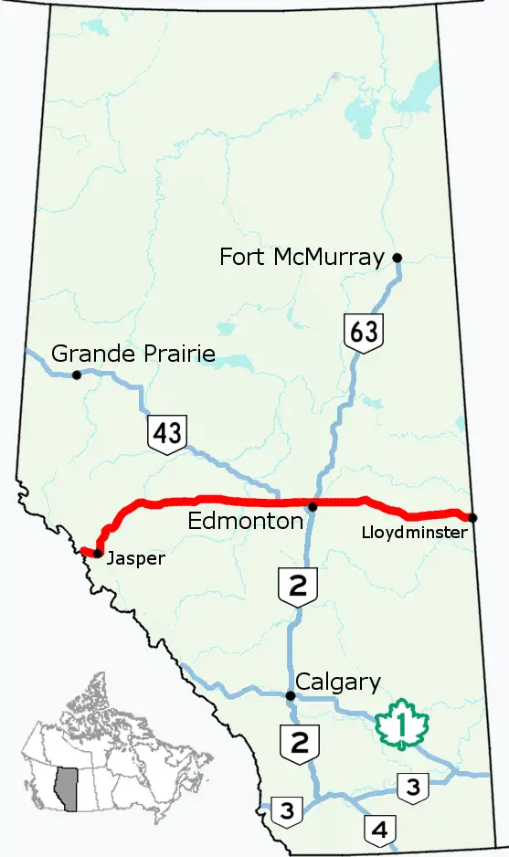 Map: Alberta Highway 16 Map