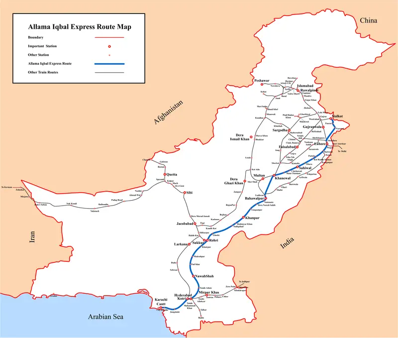 Map: Allama Iqbal Express Route Map