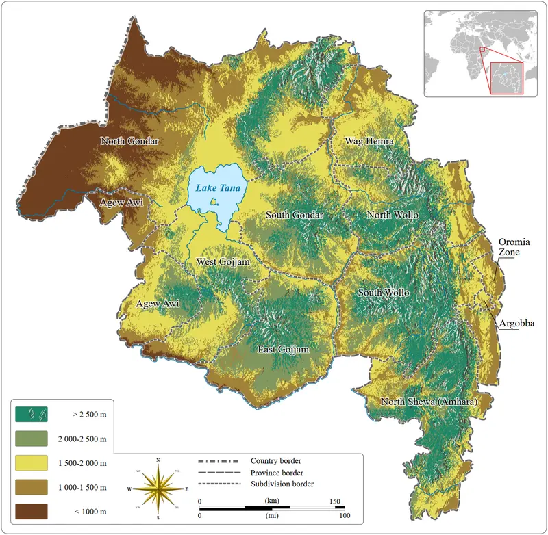 Map: Amhara Elevation Map