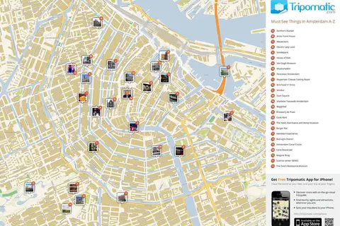Map: Amsterdam Printable Tourist Attractions Map