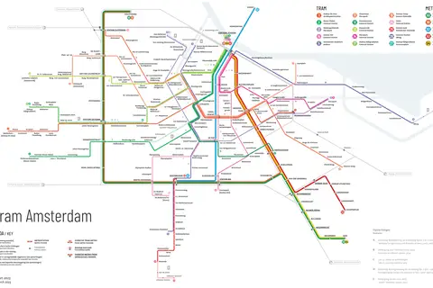 Map: Amsterdam Tram Map 30 Degrees