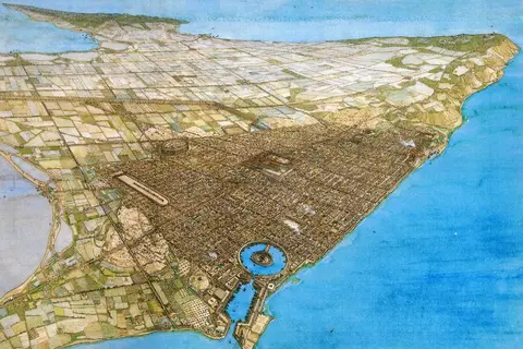 Map: An accurate view of Roman Carthage, a city that was built by Julius Caesar on the site of the previously destroyed Punic capital