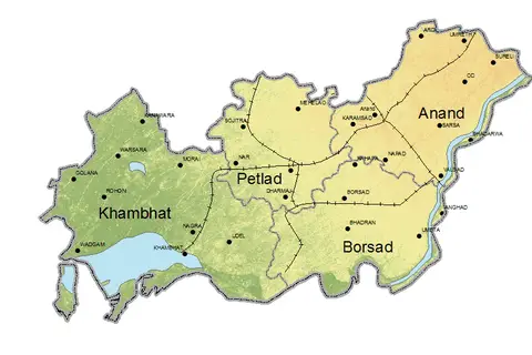 Map: Anand District Gujarat Map