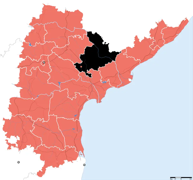 Map: Andhra Pradesh District Location Map Khammam