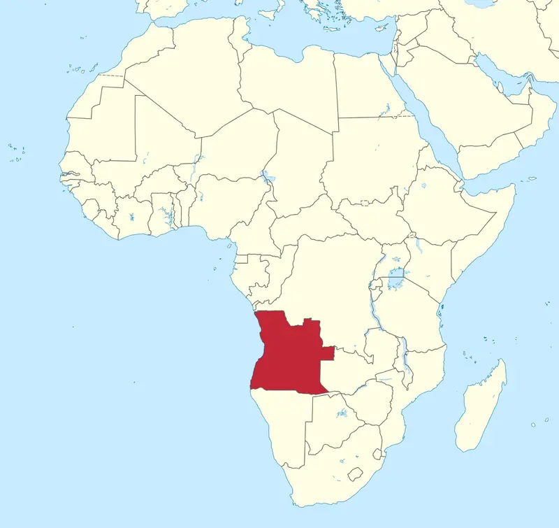 Map: Angola in Africa Mini Map Rivers