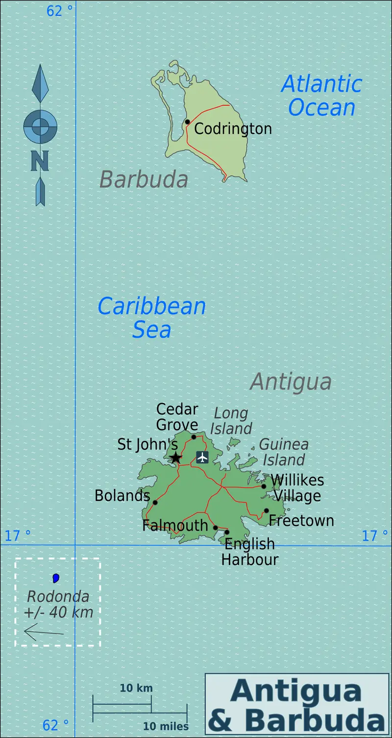 Map: Antigua and Barbuda Regions Map