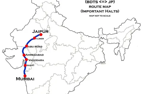Map: Aravali Express Mumbai Jaipur Route Map