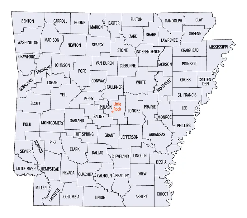 Map: Arkansas Counties Map