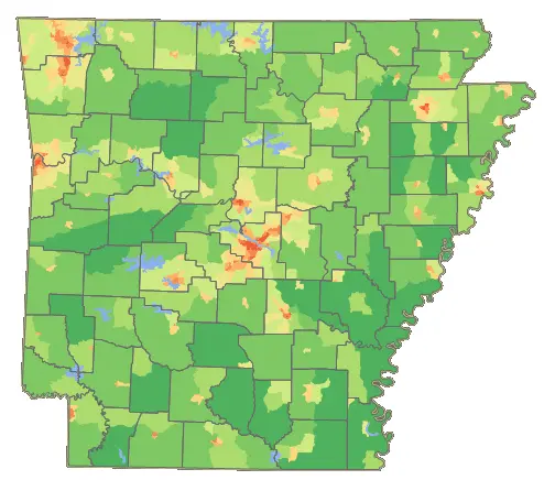 Map: Arkansas Population Map