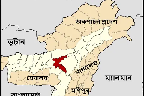 Map: Assam Nagaon Locator Map Assamese