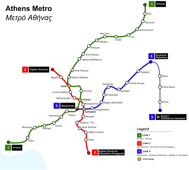 Map: Athens Metro Map 2007