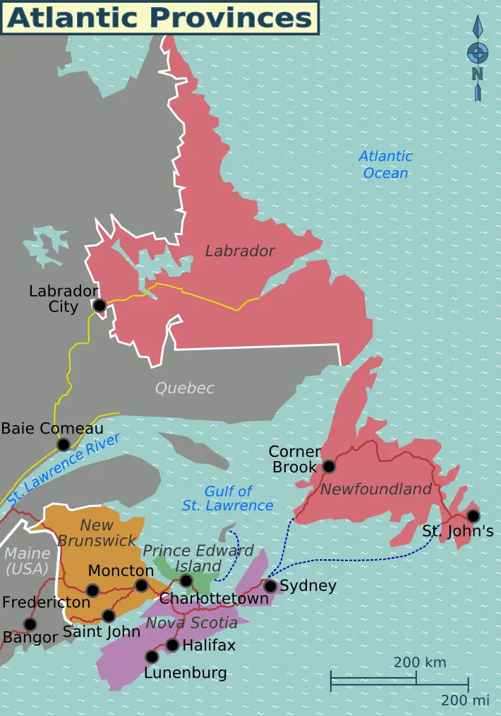 Map: Atlantic Provinces Map