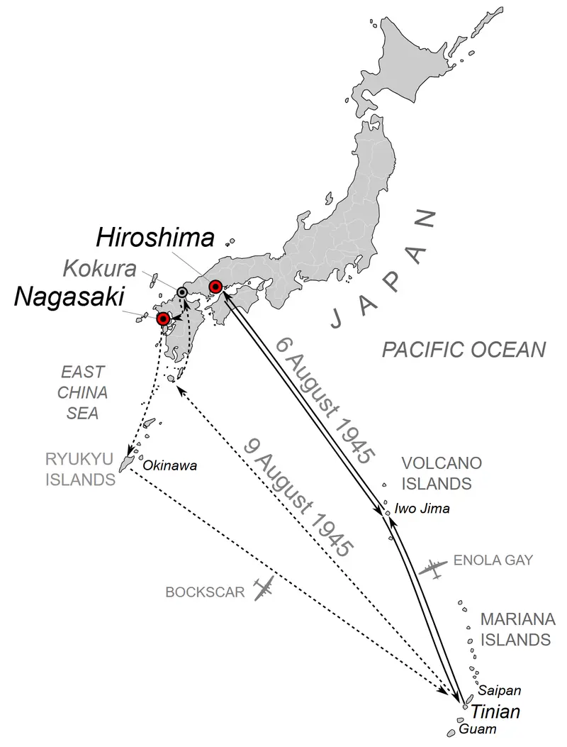 Map: Atomic Bomb 1945 Mission Map