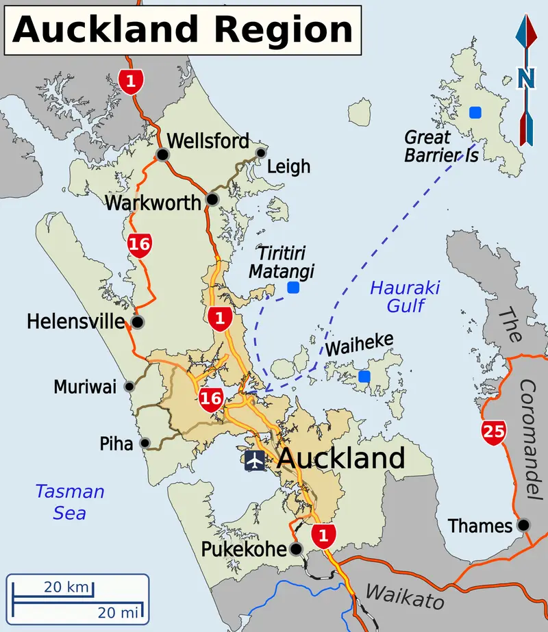 Map: Auckland Region Map En