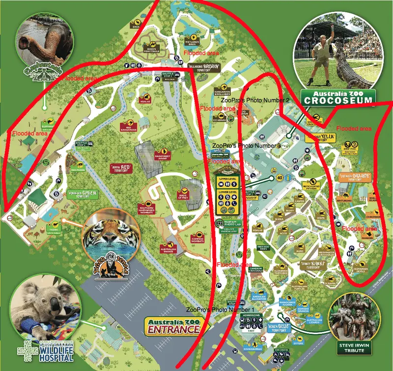 Map: Australia Zoo Floods Map