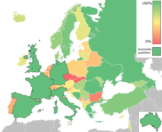 Map: Avg place in the finals of Eurovision