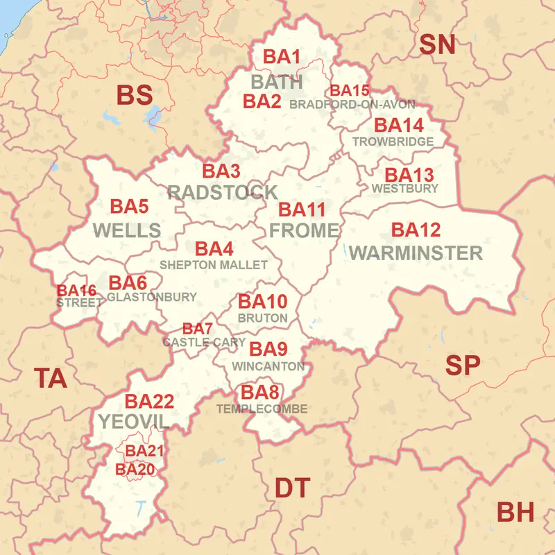 Map: Ba Postcode Area Map