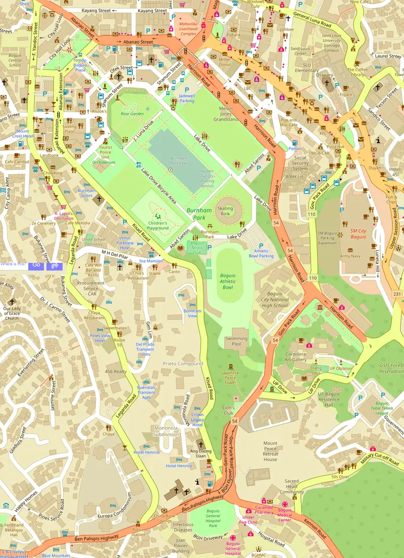 Map: Baguio Burnham Park Open Street Map