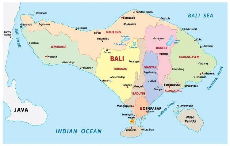 Map: Baliregions Map