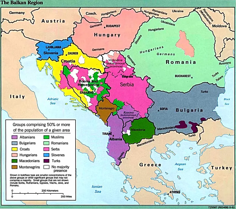 Map: Balkans Ethnic Map 1992
