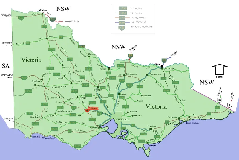 Map: Ballarat Location Map in Victoria