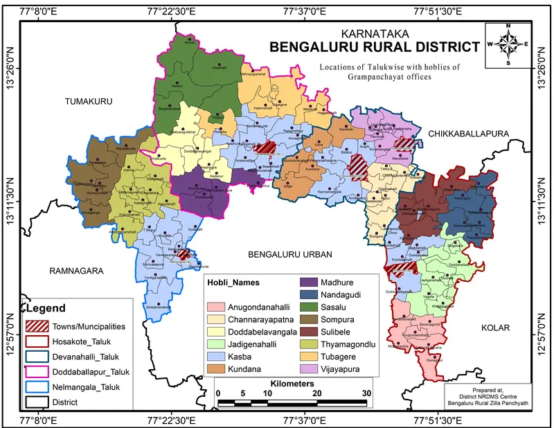 Map: Bangalore Rural District Map by Hoblis