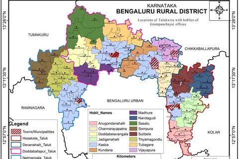 Map: Bangalore Rural District Map by Hoblis