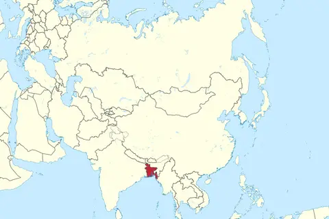 Map: Bangladesh in Asia Mini Map Rivers