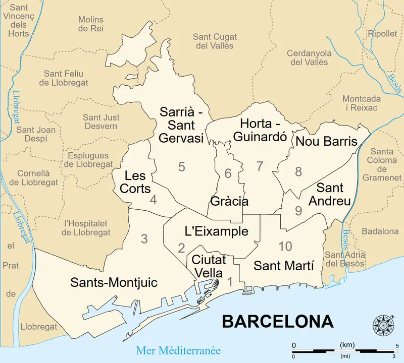 Map: Barcelona Districts Map