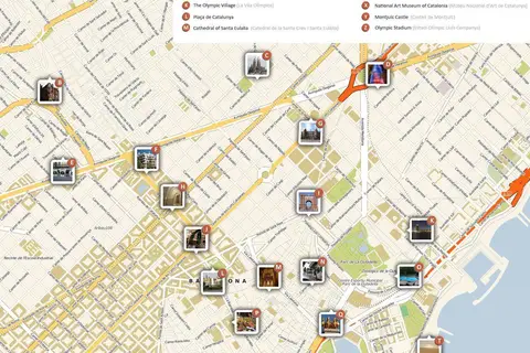 Map: Barcelona Printable Tourist Attractions Map