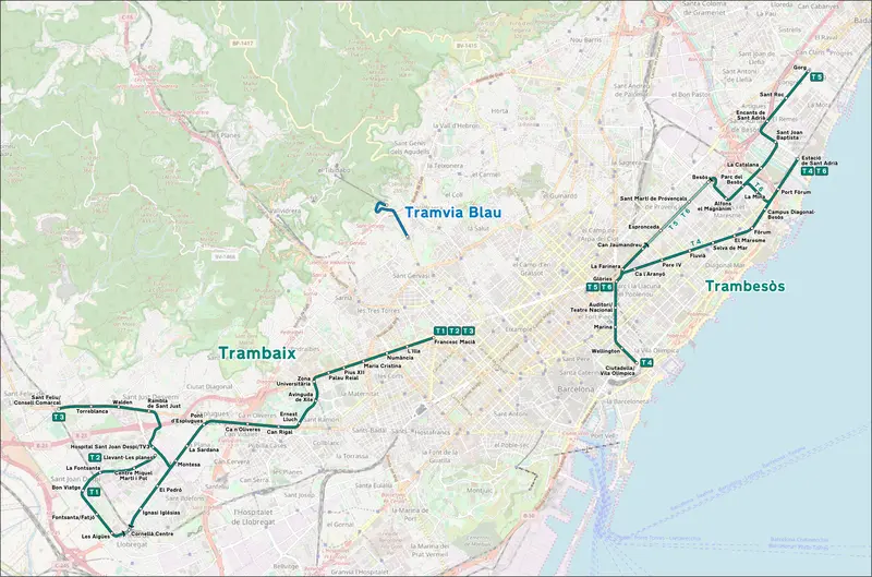 Map: Barcelona Tramway Map