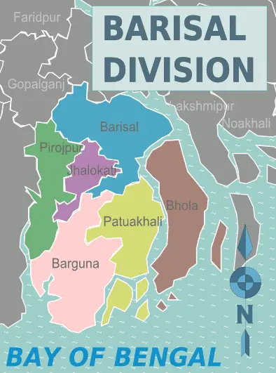 Map: Barisal Division Districts Map